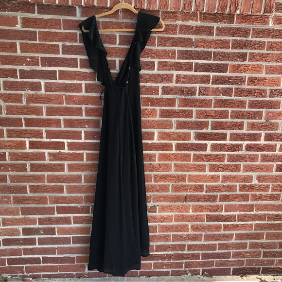 Anthropologie Yumi Kim Full Bloom Wrap Maxi Dress Black Size Medium - Picture 6 of 13